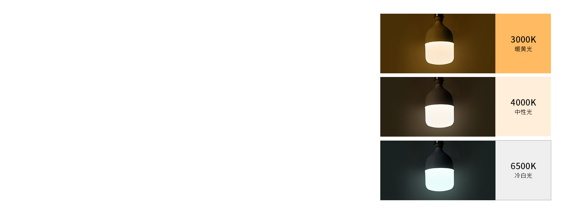 三種光色產品可選
 明亮的冷白光，溫馨的...
