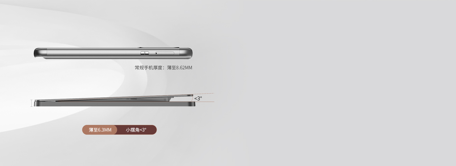 薄至6.3mm，比手機(jī)還薄
 6.3mm...