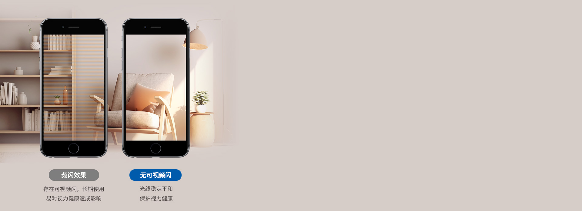 無可視頻閃，保護視力健康
 采用智能恒流...