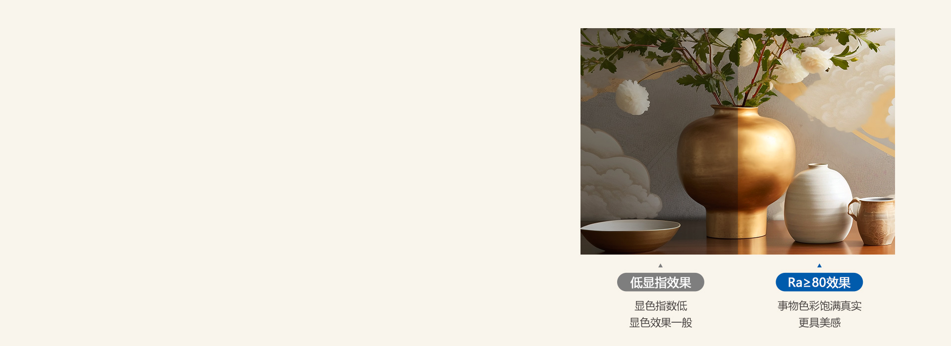 看見本真之美
 顯色指數(shù)Ra≥80，光線...